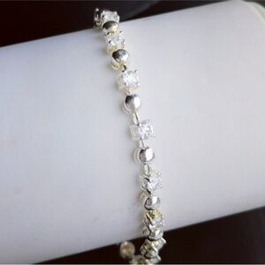 Elegant Sterling  Silver Bracelet with Crystal Accents